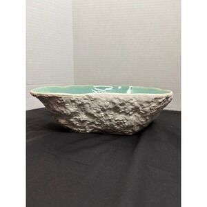 Textured Ceramic‎ Bowl Decorative Centerpiece Teal Interior Neutral Decor